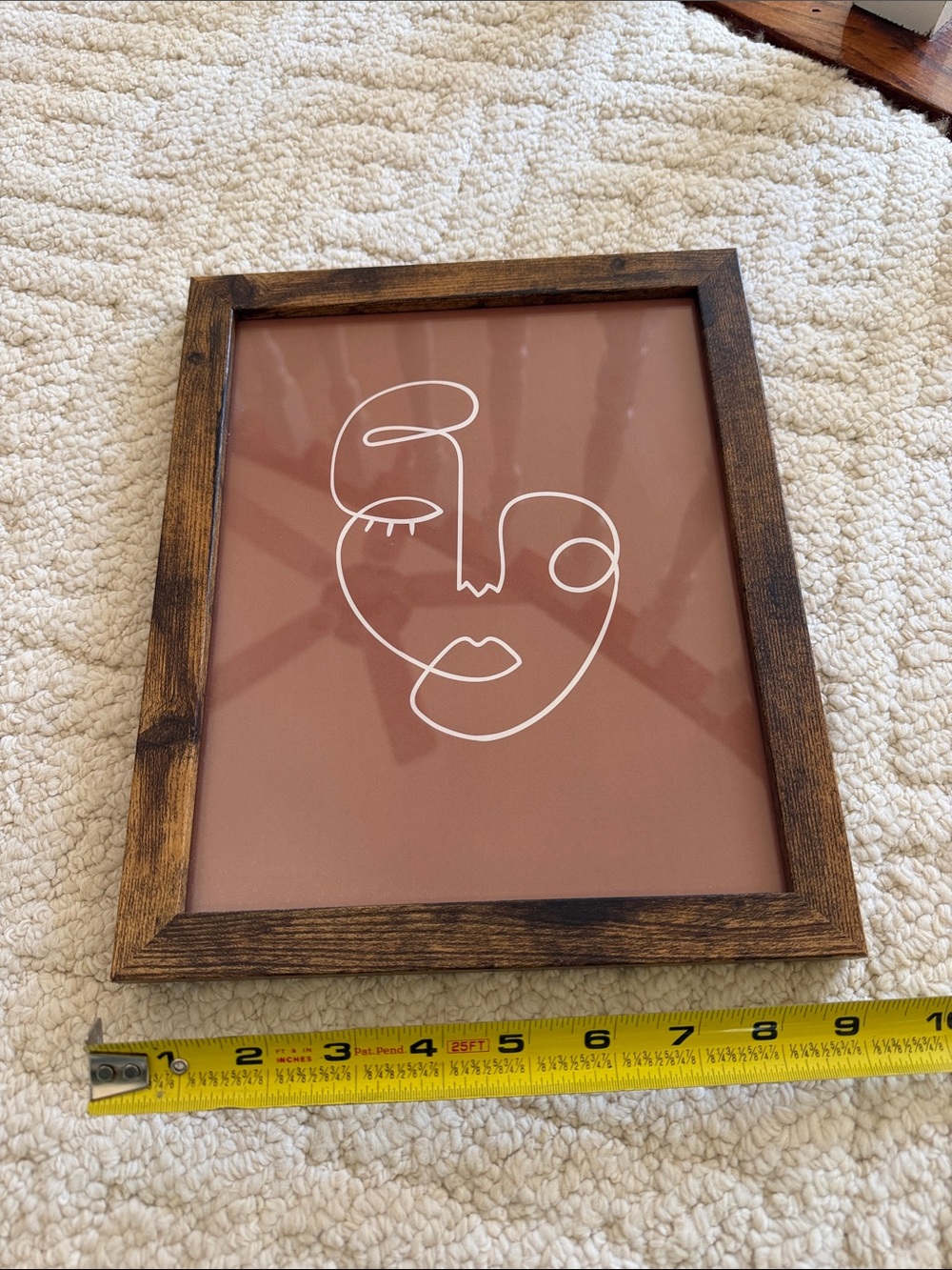 Abstract Line Art Wall Frame - Dusty Rose Print with Wood Frame